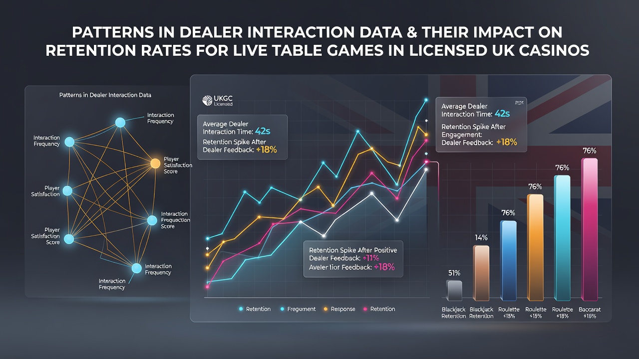 Visual representation of retention rate correlations with dealer response patterns on mobile live tables